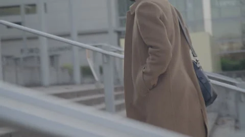 Professional Walking Upstairs To Work Stock Footage 270336976