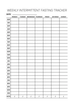 Professional Weekly Intermittent Fasting Tracker A4 Template for Wellness M.. 스톡 일러스트