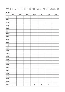 Professional Weekly Intermittent Fasting Tracker A4 Template for Wellness M.. Stock-Illustration