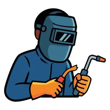 Professional Welder Worker Holding Welding Torch Safety Equipment Vector Il.. Stock Illustration
