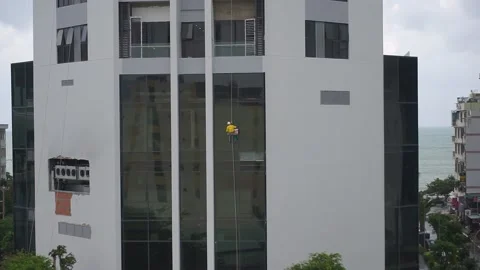 Professional window cleaners Video stock 140322249