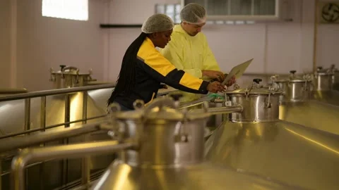 Professional winemaker controlling wine making process and quality at winer.. Stock Footage 286716013