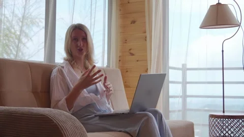 Professional woman presenting a project during video conference call Stock Footage 342074976