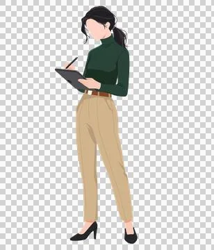 Professional Woman Taking Notes on Tablet Vector Illustration Stockillustratie