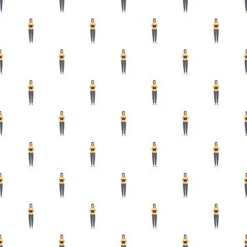 Professional woman using digital tablet seamless pattern Stock Illustration