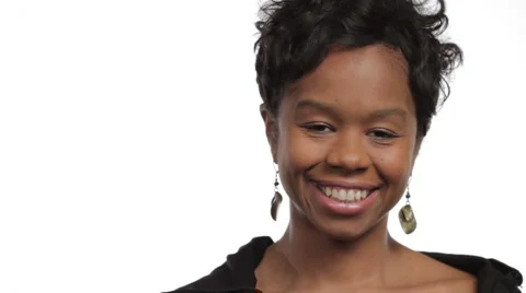 Professional woman's face, white background Stock-Footage 1072708