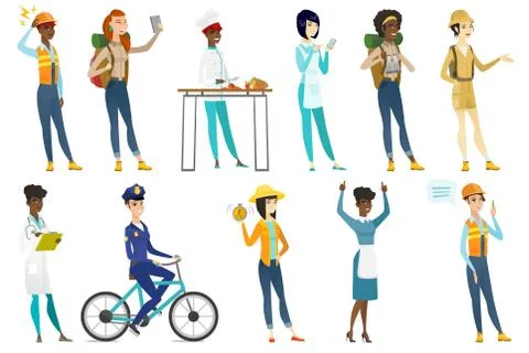 Professional women vector illustrations set. Stock Illustration