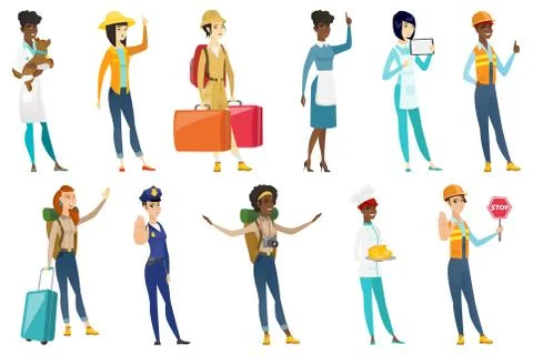 Professional women vector illustrations set. Stock Illustration