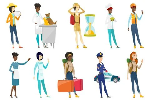 Professional women vector illustrations set. Stock Illustration