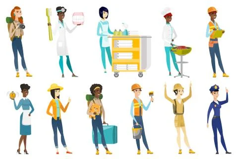 Professional women vector illustrations set. Stock Illustration