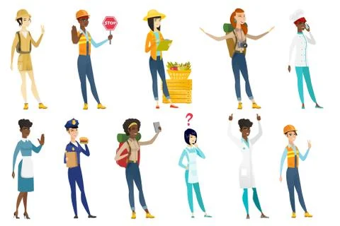Professional women vector illustrations set. Stock Illustration