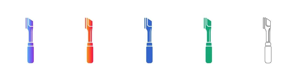 Professional Wood Chisel Icon Set Stock Illustration