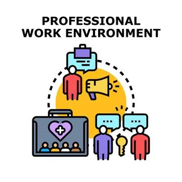 Professional work environment concept facilitating team communication Stock Illustration