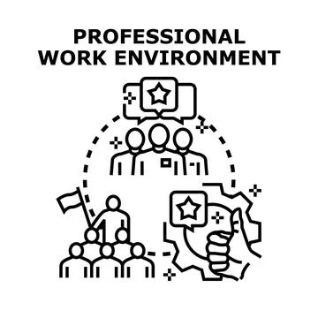 Professional work environment with team collaboration and success Ilustración de archivo