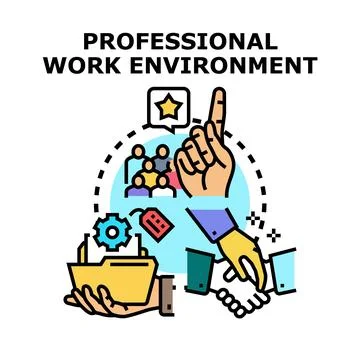Professional work environment with team collaboration and project management Ilustración de archivo