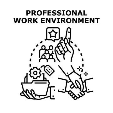Professional work environment with team collaboration and project management Ilustración de archivo