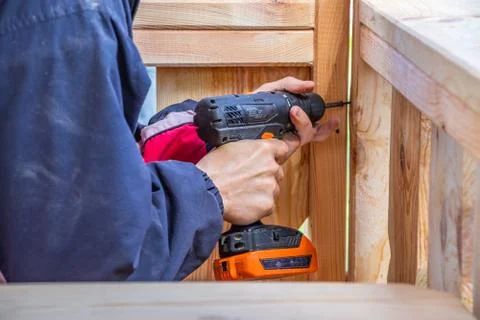 Professional work with power tools responsible master Stock Photos