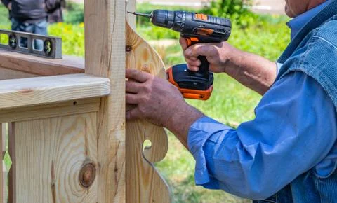 Professional work with power tools responsible master Stock Photos