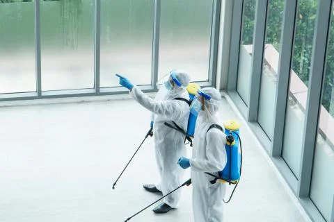 Professional worker disinfection Stock Photos