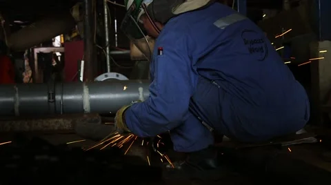 Professional Worker Grinder Metal Stock Footage 63988359