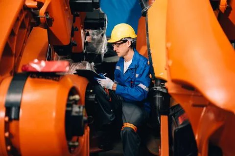 Professional worker maintenance machine robotic arms industrial machinery 스톡 사진