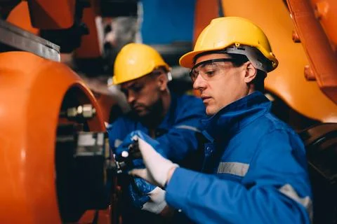 Professional worker maintenance machine robotic arms industrial machinery 스톡 사진
