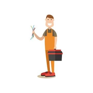 Professional worker vector illustration in flat style Stock Illustration