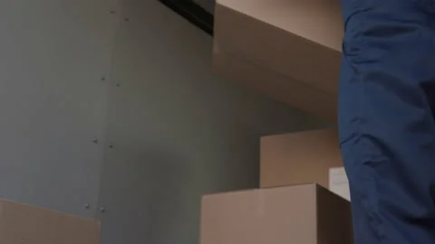Professional Workers on Putting Boxes for Transportation Company. Concept of Tra Stock Footage 199479788