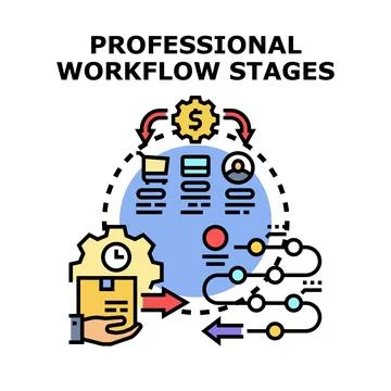 Professional workflow stages process management concept illustration Stock Illustration