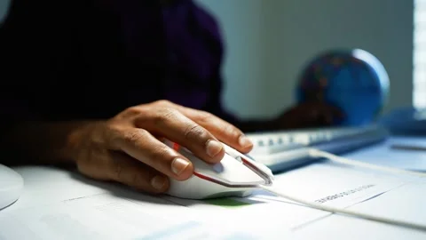 Professional working with documents at an office desk, Close-up of a profes.. Video stock 346462198
