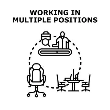 Professional working in flexible remote and office positions Stock Illustration