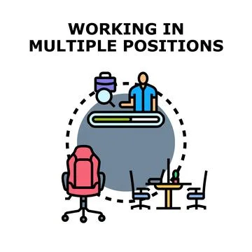Professional working in flexible remote and office positions Stock Illustration