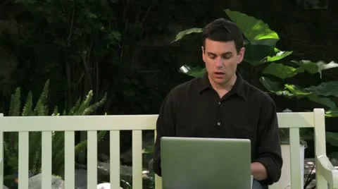 Professional Working on Laptop Outdoors Stock Footage 11237654