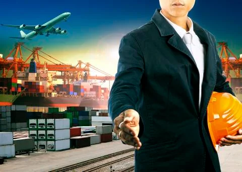 Professional  working man  in freight import export logistic industry Stock-Fotos