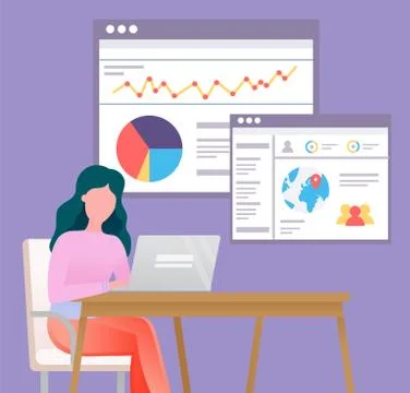 Professional Working with Website in Pc Vector 스톡 일러스트