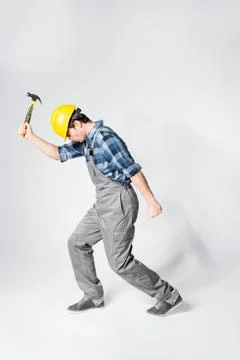 Professional workman in hard hat Stock Photos