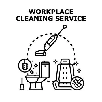 Professional workplace cleaning service maintaining hygiene and environment Stock Illustration