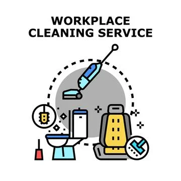 Professional workplace cleaning service maintaining hygiene and environment Stock Illustration