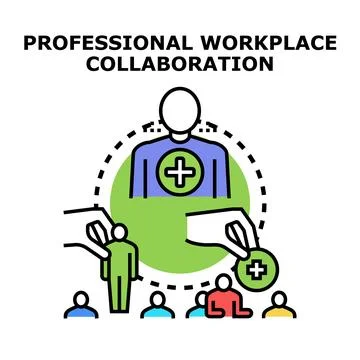 Professional workplace collaboration team building concept Stock Illustration