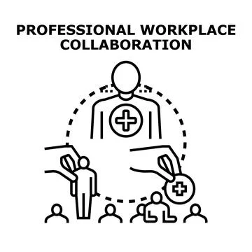 Professional workplace collaboration team building concept Stock Illustration