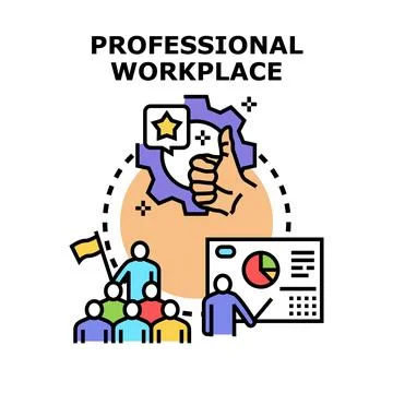 Professional workplace development concept with team collaboration and succes Illustrazione stock