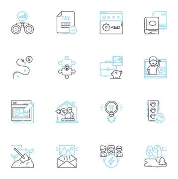 Professional workplace linear icons set. Productivity, Collaboration, Ethics 스톡 일러스트