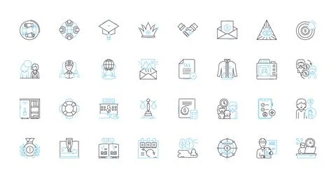 Professional workplace linear icons set. Productivity, Collaboration, Ethics 스톡 일러스트
