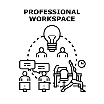 Professional workspace creative ideas and office fitness Stock Illustration