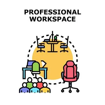 Professional workspace organization offering collaborative environment Stock Illustration