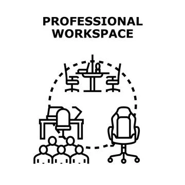 Professional workspace organization offering collaborative environment Stock Illustration