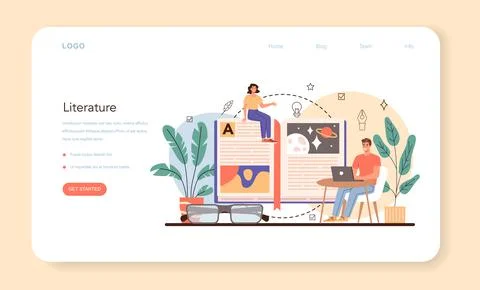 Professional writer web banner or landing page. Author writing script Stock Illustration