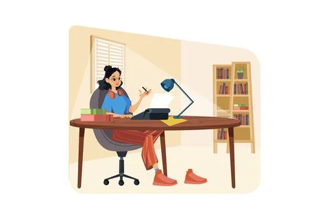 Professional writer writing novel scripts Stockillustratie