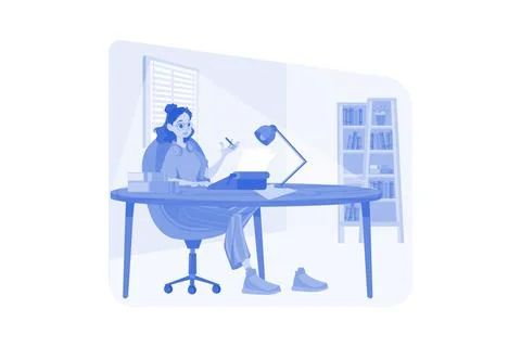 Professional Writer Writing Novel Scripts Stockillustratie