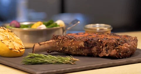 Professionally Prepared Steak Dinner Stock Footage 98880843
